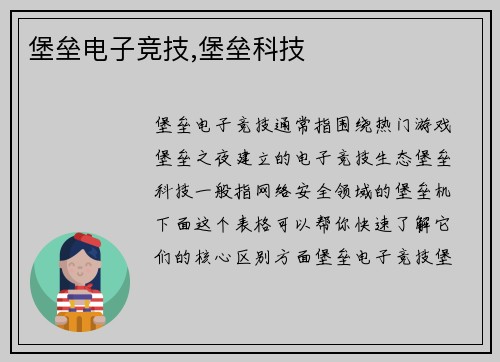 堡垒电子竞技,堡垒科技